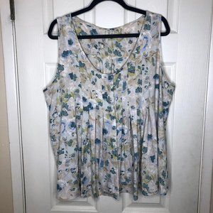 Lauren Conrad Floral Pleat Front Sleeveless Blouse
